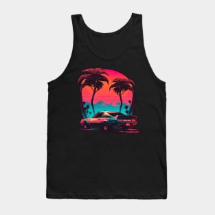 Retro Car in Synthwave Style retrowave Tank Top